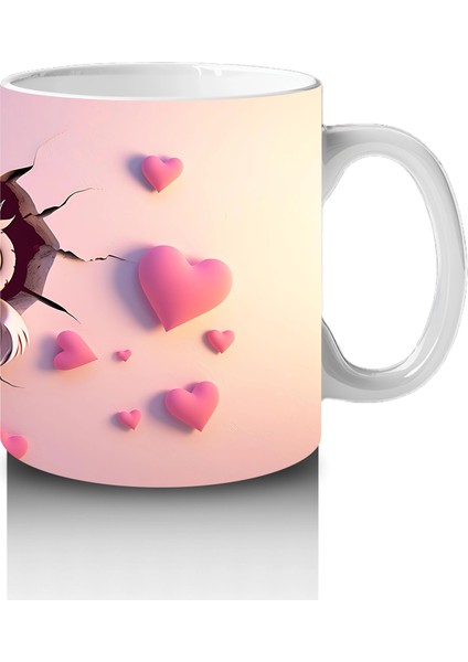 Pembe Kalplerle Süslenmiş Baykuşlar – Baskılı Kahve Kupası fırsatları