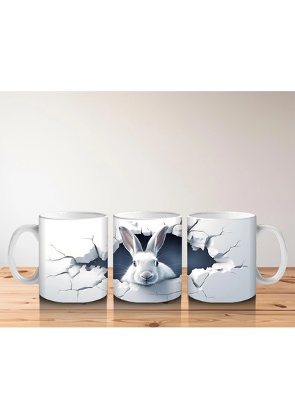 Çatlak Duvar Arasından Bakan Tavşan – Baskılı Kahve Kupası indirimleri