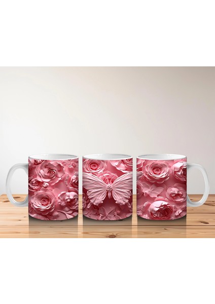 Pembe Güller Arasında Zarif Kelebek – Baskılı Kahve Kupası indirimleri