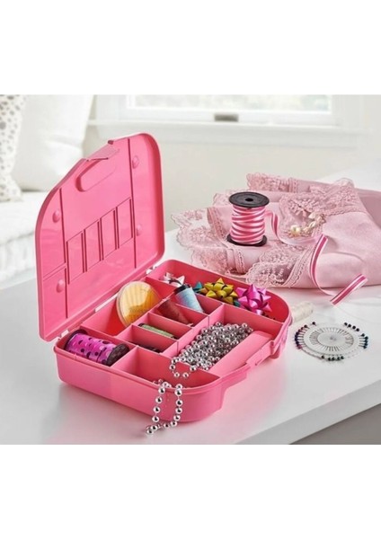 9 Bölmeli Pembe Eşya Düzenleyici Organizer, Şık ve Pratik Saklama Çözümü