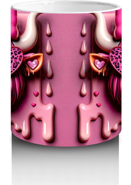 Pembe Kurdeleli Kalpli Gözlüklü Inek Tasarımı - Baskılı Kahve Kupası modelleri