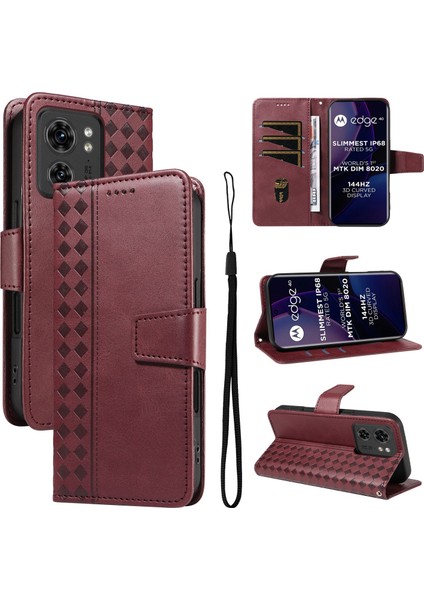 Motorola Edge 40 5g Için Kılıf Darbeye Dayanıklı Koruma Şık Tasarım Deri Telefon Kılıfı Kart Yuvaları ve Bilek Kayışı ile (Yurt Dışından)