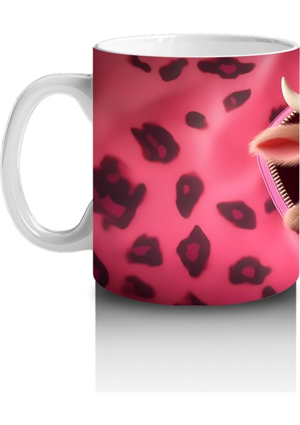 Leopar Desenli Arka Planda Aşık Ayıcık – Baskılı Kahve Kupası fiyatları