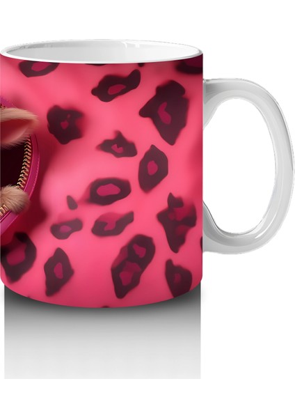 Leopar Desenli Arka Planda Aşık Ayıcık – Baskılı Kahve Kupası fırsatları