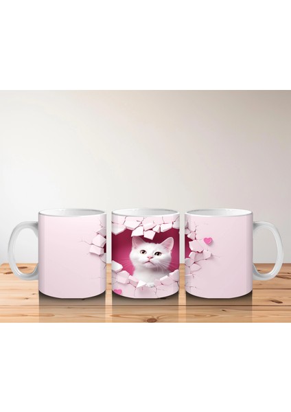 Kalpli Duvar Arasında Beyaz Kedi Yavrusu – Baskılı Kahve Kupası indirimleri