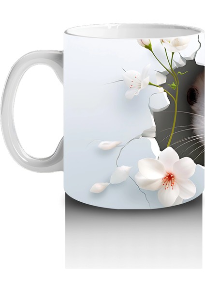 Pembe Çiçekli Fon Üzerinde Su Samuru – Baskılı Kahve Kupası fiyatları