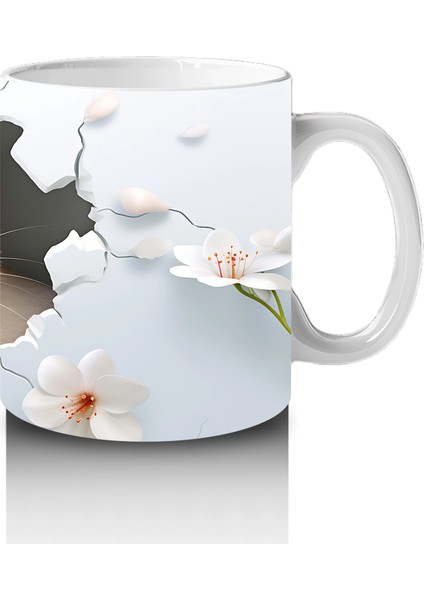 Pembe Çiçekli Fon Üzerinde Su Samuru – Baskılı Kahve Kupası fırsatları