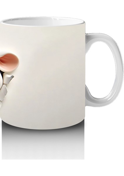 Duvarı Delen Gülümseyen Karikatür Inek Figürü - Baskılı Kahve Kupası fırsatları