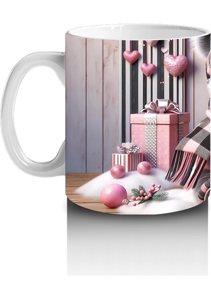 Pembe Kalplerle Süslenmiş Ayıcık – Baskılı Kahve Kupası fiyatları