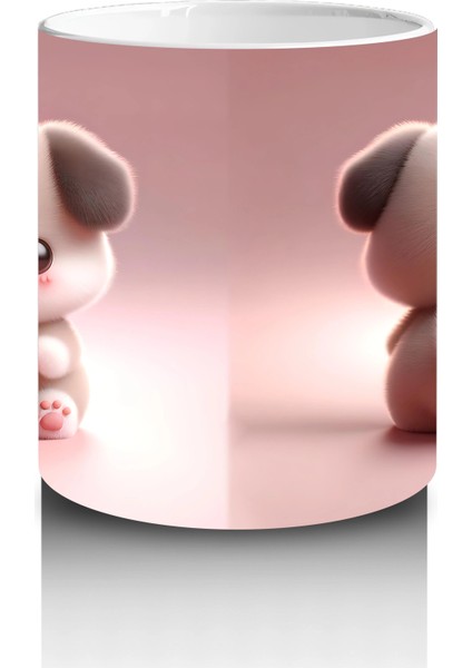 Kalp Tutan Sevimli Peluş Köpek Figürü - Baskılı Kahve Kupası modelleri