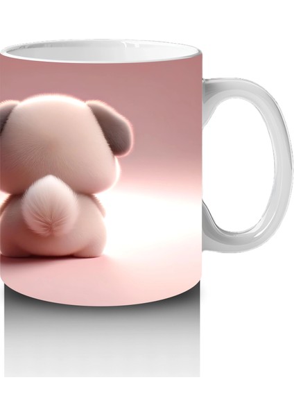 Kalp Tutan Sevimli Peluş Köpek Figürü - Baskılı Kahve Kupası fırsatları