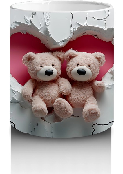 Çatlak Duvar Önünde Peluş Ayı Kardeşler – Baskılı Kahve Kupası modelleri
