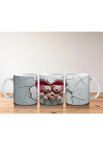 Çatlak Duvar Önünde Peluş Ayı Kardeşler – Baskılı Kahve Kupası indirimleri