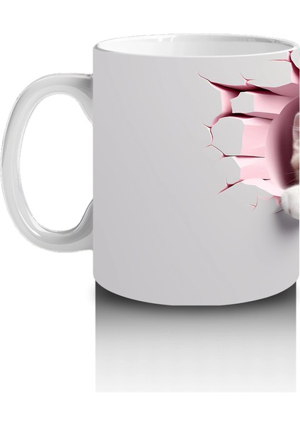Pembe Çatlak Duvar Arasından Bakan Iki Yavru Kedi - Baskılı Kahve Kupası fiyatları