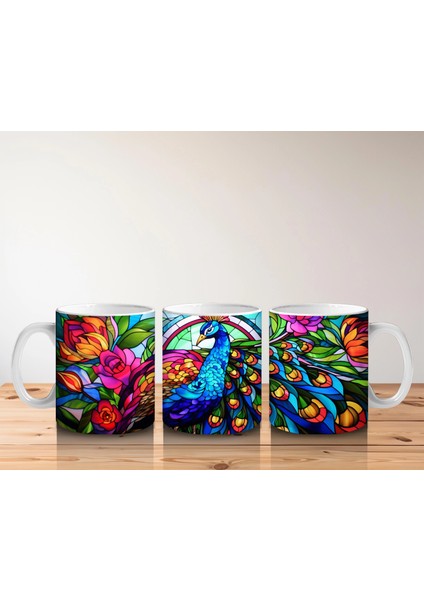 Renkli Tüy Desenli Tavus Kuşu – Baskılı Kahve Kupası indirimleri