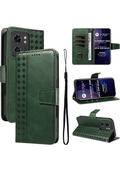 Motorola Edge 40 5g Için Kılıf Darbeye Dayanıklı Koruma Şık Tasarım Deri Telefon Kılıfı Kart Yuvaları ve Bilek Kayışı ile (Yurt Dışından)