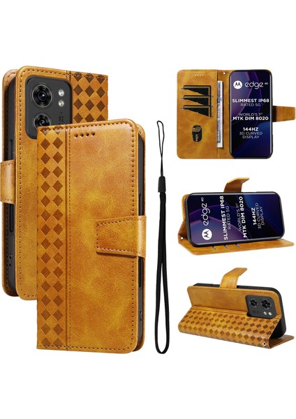 Motorola Edge 40 5g Için Kılıf Darbeye Dayanıklı Koruma Şık Tasarım Deri Telefon Kılıfı Kart Yuvaları ve Bilek Kayışı ile (Yurt Dışından)