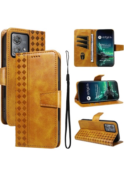 Motorola Edge 40 Neo Için Kılıf Darbeye Dayanıklı Koruma Şık Tasarım Deri Telefon Kılıfı Kart Yuvaları ve Bilek Kayışı ile (Yurt Dışından)