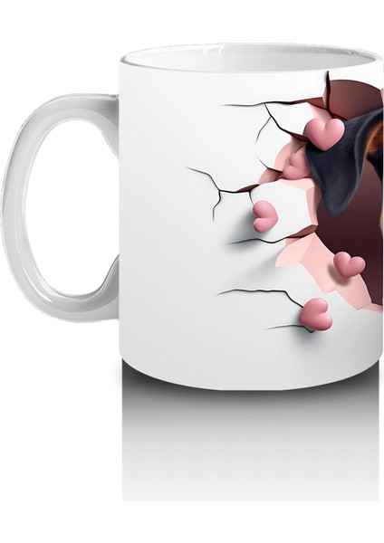 Çatlak Duvardan Bakan Siyah Köpek – Baskılı Kahve Kupası fiyatları