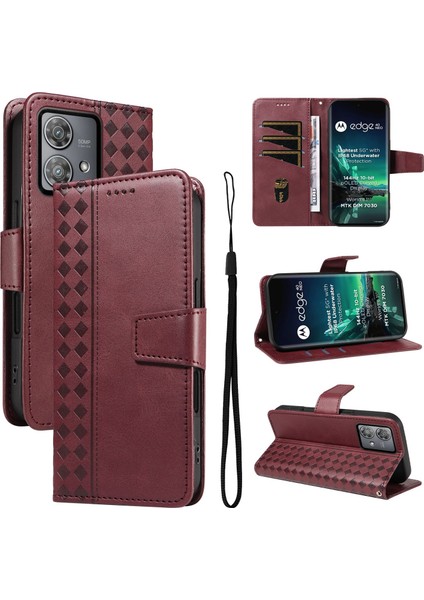 Motorola Edge 40 Neo Için Kılıf Darbeye Dayanıklı Koruma Şık Tasarım Deri Telefon Kılıfı Kart Yuvaları ve Bilek Kayışı ile (Yurt Dışından)