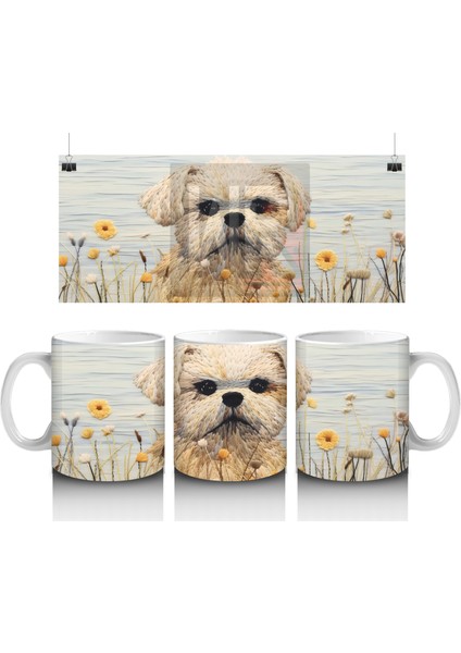 Kır Çiçekleri Arasında Sevimli Köpek – Baskılı Kahve Kupası