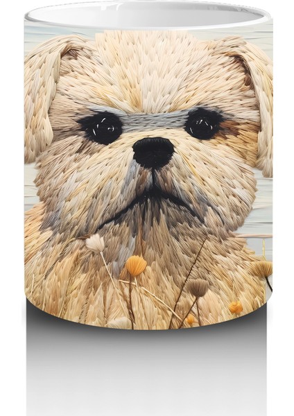 Kır Çiçekleri Arasında Sevimli Köpek – Baskılı Kahve Kupası modelleri