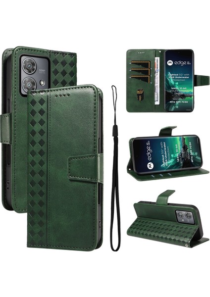 Motorola Edge 40 Neo Için Kılıf Darbeye Dayanıklı Koruma Şık Tasarım Deri Telefon Kılıfı Kart Yuvaları ve Bilek Kayışı ile (Yurt Dışından)
