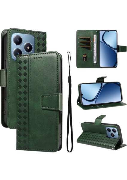 C61 4G/C63 4g Için Kılıf Darbeye Dayanıklı Koruma Şık Tasarım Deri Telefon Kılıfı Kart Yuvaları ve Bilek Kayışı ile (Yurt Dışından)
