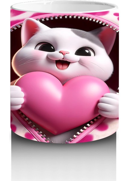 Leopar Desenli Kalpte Sevimli Kedi– Baskılı Kahve Kupası modelleri