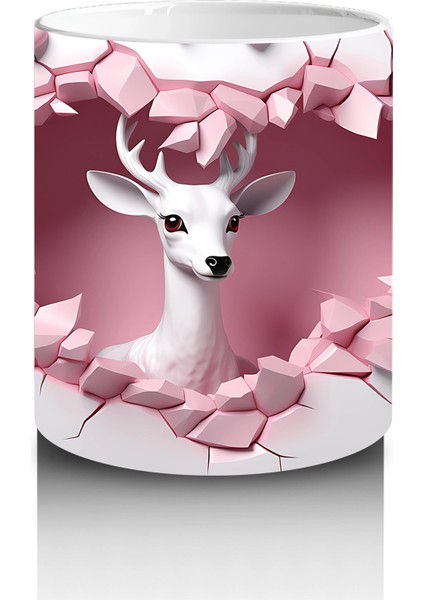 Kalpli Çatlakta Uçan Pembe Geyik – Baskılı Kahve Kupası modelleri