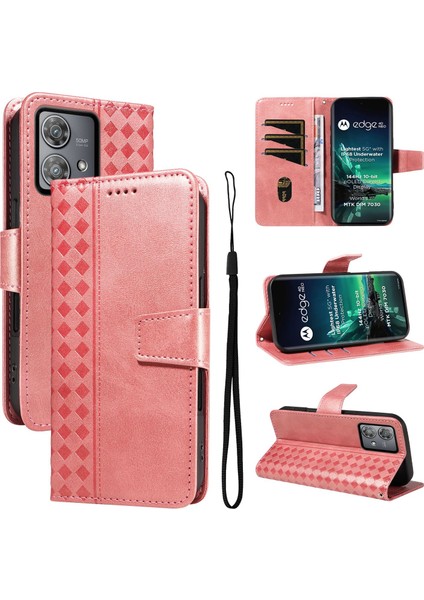 Motorola Edge 40 Neo Için Kılıf Darbeye Dayanıklı Koruma Şık Tasarım Deri Telefon Kılıfı Kart Yuvaları ve Bilek Kayışı ile (Yurt Dışından)