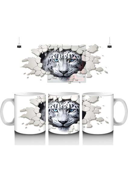 Çatlak Duvar Arasından Bakan Kaplan – Baskılı Kahve Kupası