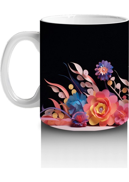 Renkli Çiçekler Arasında Büyüleyici Kedi – Baskılı Kahve Kupası fiyatları