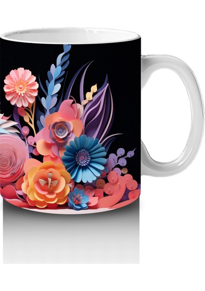 Renkli Çiçekler Arasında Büyüleyici Kedi – Baskılı Kahve Kupası fırsatları