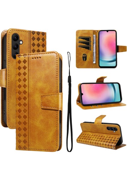 Galaxy A24 4g Için Kılıf Darbeye Dayanıklı Koruma Şık Tasarım Deri Telefon Kılıfı Kart Yuvaları ve Bilek Kayışı ile (Yurt Dışından)