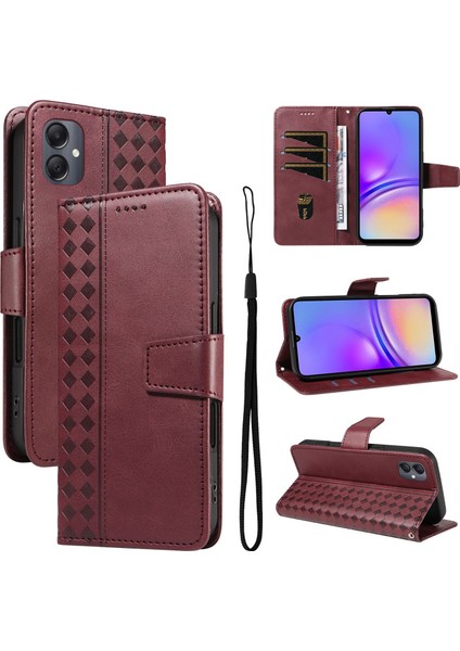 Galaxy A06 Için Kılıf Darbeye Dayanıklı Koruma Şık Tasarım Deri Telefon Kılıfı Kart Yuvaları ve Bilek Kayışı ile (Yurt Dışından)