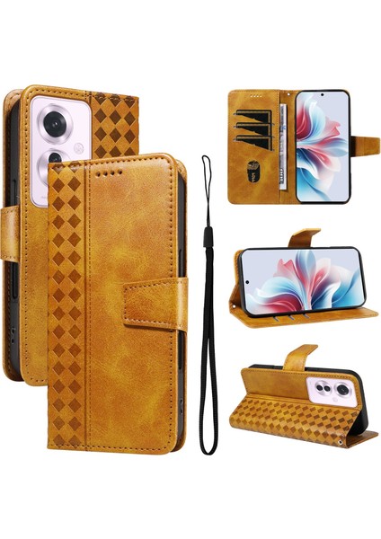 Reno 11F 5g Için Kılıf Darbeye Dayanıklı Koruma Şık Tasarım Deri Telefon Kılıfı Kart Yuvaları ve Bilek Kayışı ile (Yurt Dışından)