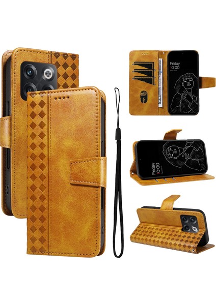 10T Için Kılıf Darbeye Dayanıklı Koruma Şık Tasarım Deri Telefon Kılıfı Kart Yuvaları ve Bilek Kayışı ile (Yurt Dışından)