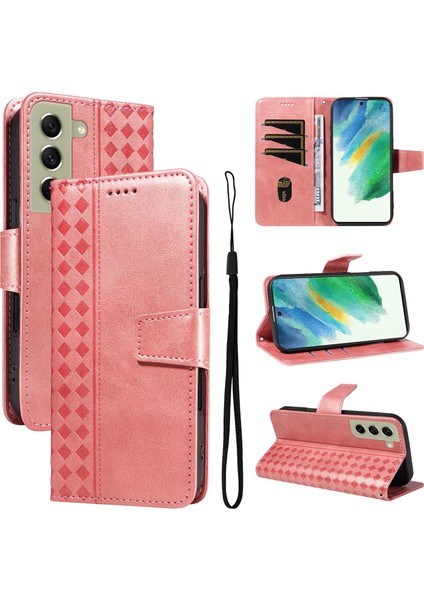 Galaxy S21 Fe Için Kılıf Darbeye Dayanıklı Koruma Şık Tasarım Deri Telefon Kılıfı Kart Yuvaları ve Bilek Kayışı ile (Yurt Dışından)