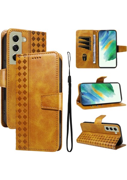 Galaxy S21 Fe Için Kılıf Darbeye Dayanıklı Koruma Şık Tasarım Deri Telefon Kılıfı Kart Yuvaları ve Bilek Kayışı ile (Yurt Dışından)