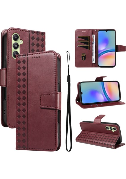 Galaxy A05S Için Kılıf Darbeye Dayanıklı Koruma Şık Tasarım Deri Telefon Kılıfı Kart Yuvaları ve Bilek Kayışı ile (Yurt Dışından)