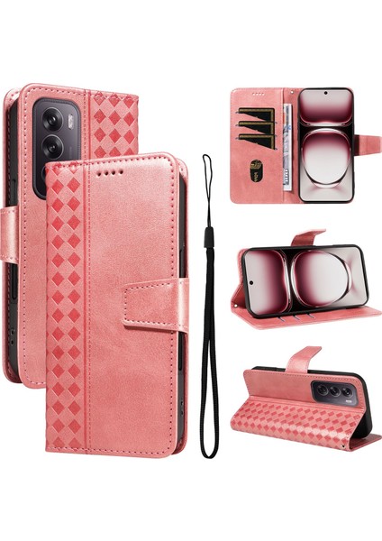 Reno 12 5g Için Kılıf Darbeye Dayanıklı Koruma Şık Tasarım Deri Telefon Kılıfı Kart Yuvaları ve Bilek Kayışı ile (Yurt Dışından)
