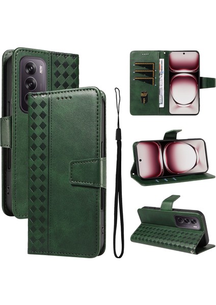 Reno 12 5g Için Kılıf Darbeye Dayanıklı Koruma Şık Tasarım Deri Telefon Kılıfı Kart Yuvaları ve Bilek Kayışı ile (Yurt Dışından)