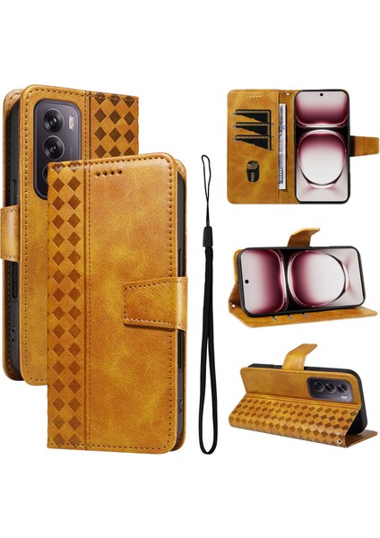 Reno 12 5g Için Kılıf Darbeye Dayanıklı Koruma Şık Tasarım Deri Telefon Kılıfı Kart Yuvaları ve Bilek Kayışı ile (Yurt Dışından)
