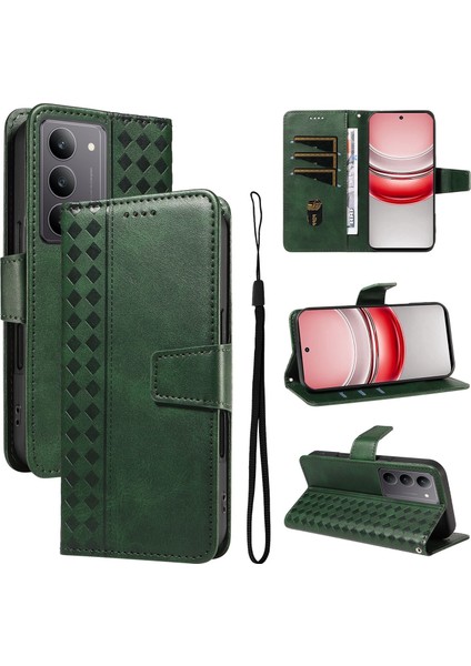 C75 4G/14X 5g Için Kılıf Darbeye Dayanıklı Koruma Şık Tasarım Deri Telefon Kılıfı Kart Yuvaları ve Bilek Kayışı ile (Yurt Dışından)
