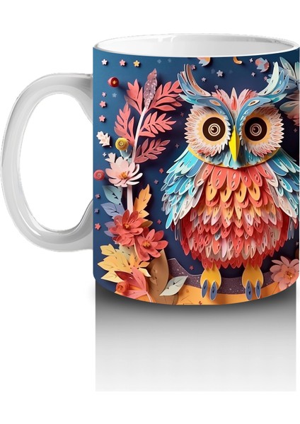 Renkli Çiçekler Arasında Ikiz Baykuşlar – Baskılı Kahve Kupası fiyatları