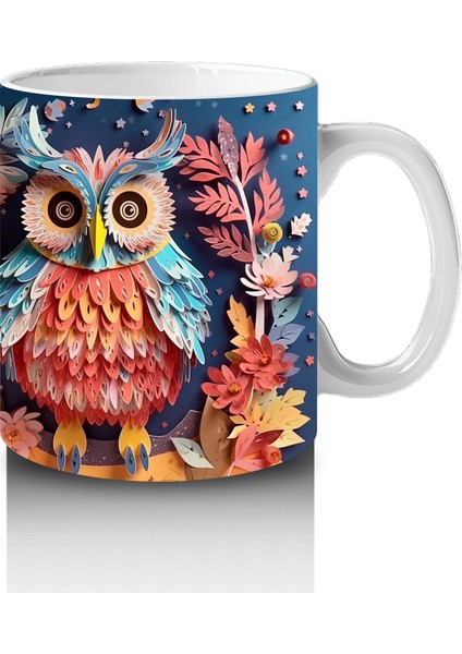 Renkli Çiçekler Arasında Ikiz Baykuşlar – Baskılı Kahve Kupası fırsatları