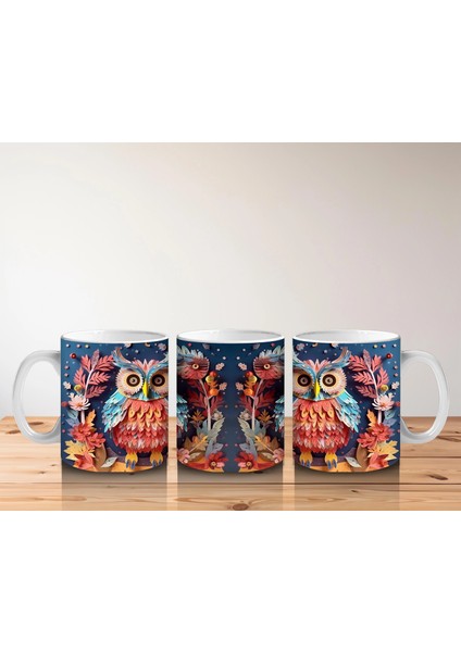 Renkli Çiçekler Arasında Ikiz Baykuşlar – Baskılı Kahve Kupası indirimleri