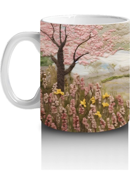 Bahar Manzarasında Zarif At Figürü - Baskılı Kahve Kupası fiyatları