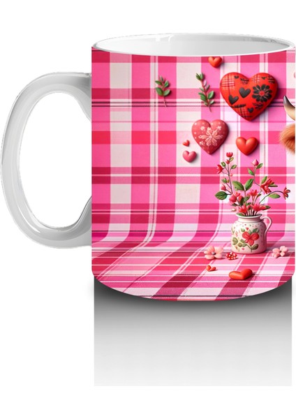 Kareli Pembe Fon ve Kalpli Buzağı – Baskılı Kupa Bardak fiyatları